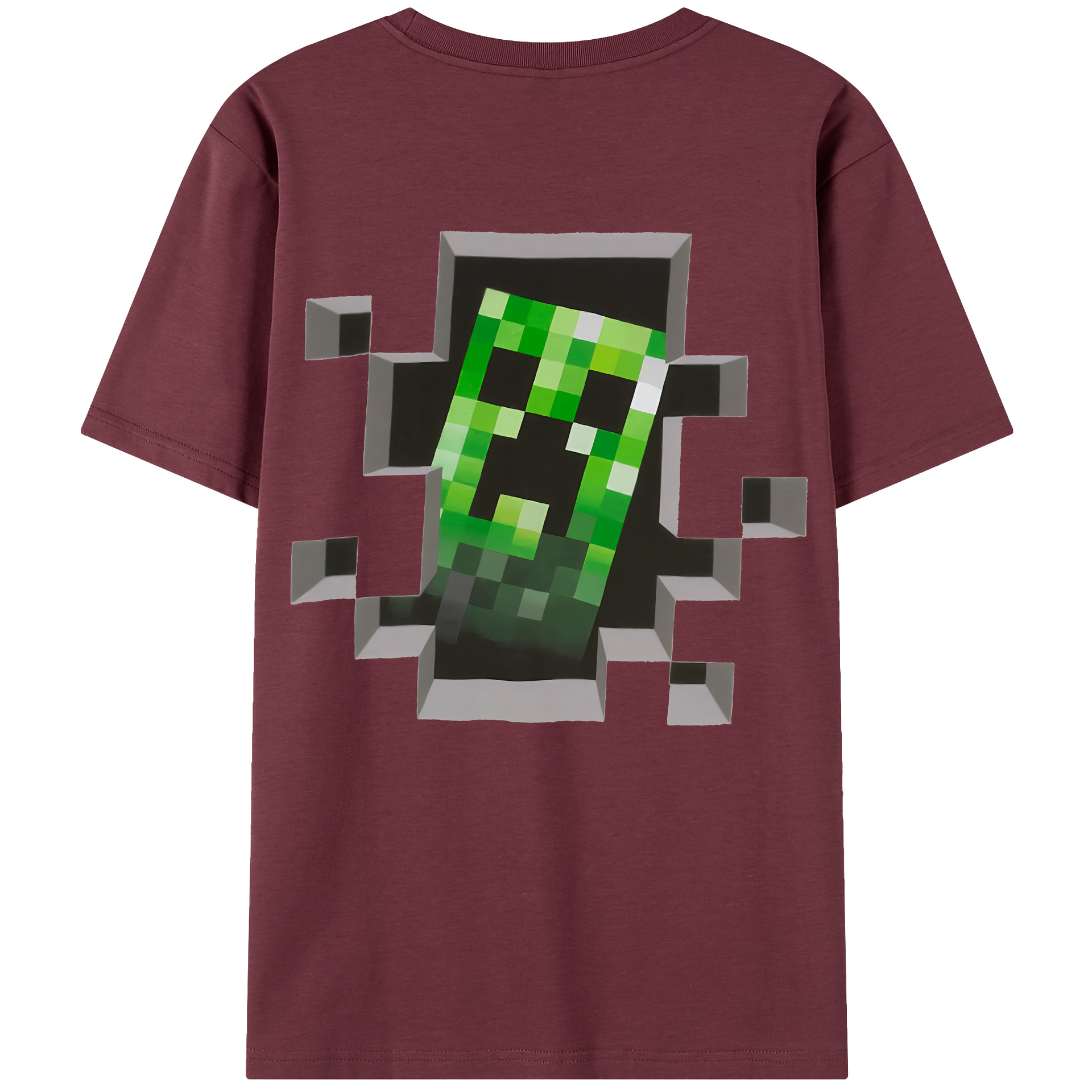 （画像用） マインクラフト ブロックの世界 Minecraft MC Block world 綿100％半袖Tシャツ（背面プリント）
